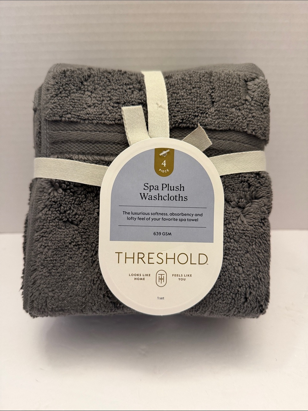 Threshold Spa Plush Washcloths - 4 Gray